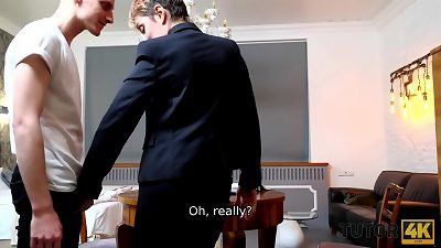 TUTOR4K. professor makes man weak in his knees so he cant stop tearing up Mom-I-would-Like-to-Fuck