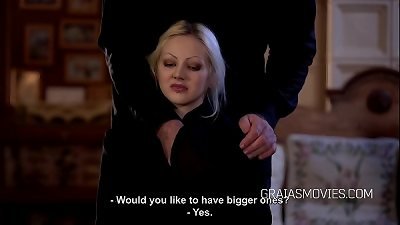 light-haired victim hooters squeezed