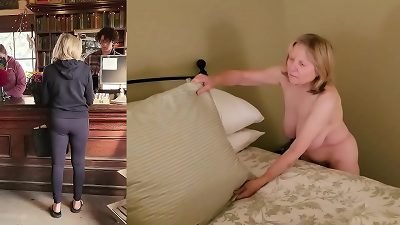 Amazing old woman undressed and dressed