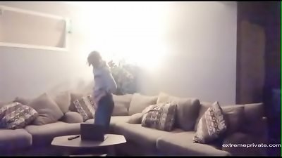 My 18 yr older sister stroking at home alone with her dildo on hidden camera