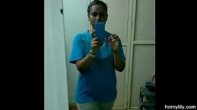 Indian school girl changing Her Sports Wear After Gym Homemade