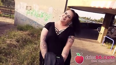 huge GERMAN lady AnastasiaXXX gets some stranger's rod in her honeypot right next to the autobahn! (ENGLISH) Dates66.com