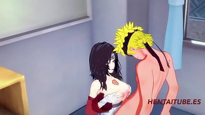 Naruto anime 3d - Kurenai bobjob and nail by Naruto and he blows a load in her melons and labia
