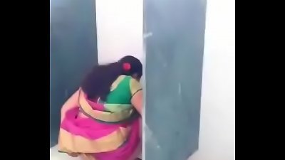 Desi teacher in restroom