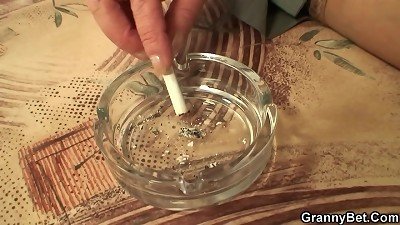 He brings old ash-blonde grandma home to plumb