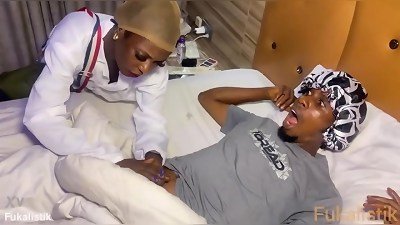 A small black girl enjoys riding a big dick.