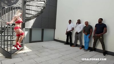 multiracial double rectal group sex with hardcore Nikyta drizzling while getting double penetration