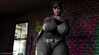 Catwoman receives a large penis in her anus