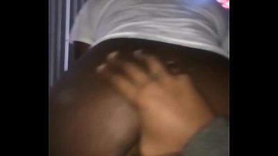 My main black damsel juggling on my man meat after work