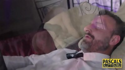 submissive gets bj'ed and fucked raunchy